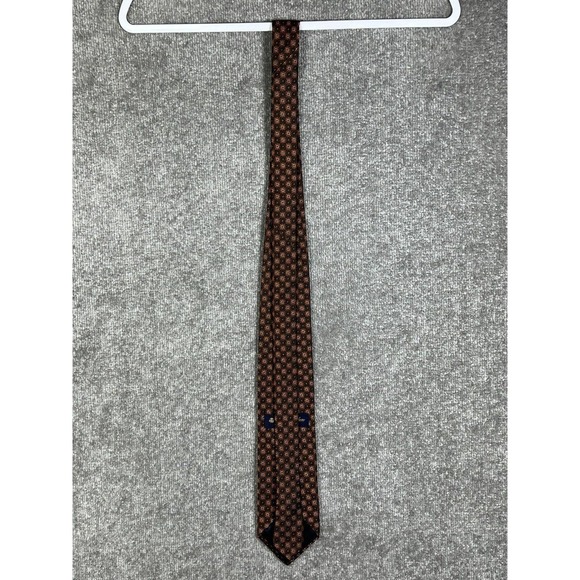 Brooks Brothers Makers‎ And Merchants SILK Tie Brown Orange Square Geometric - Picture 5 of 10